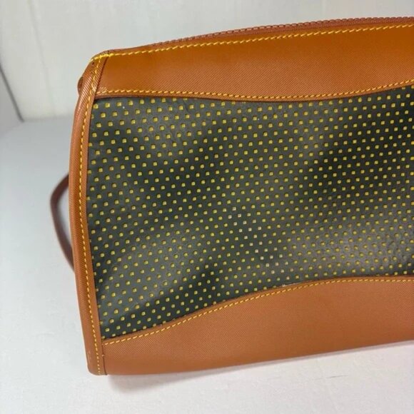 Dooney & Bourke Cabrio Leather Green/Brown Perforated Leather Crossbody Vintage - Picture 4 of 16
